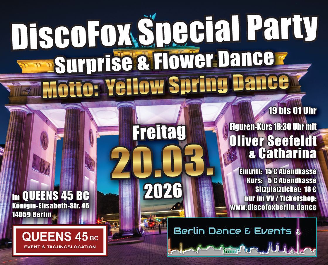 Flyer zur Veranstaltung am 20.03.2026, Yellow Spring Dance ab 19 Uhr