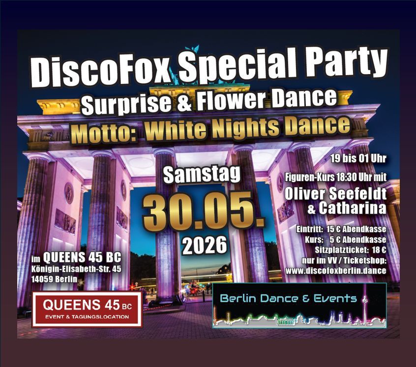 Flyer zur Veranstaltung am 30.05.2026, 'White Nights Dance' ab 19 Uhr