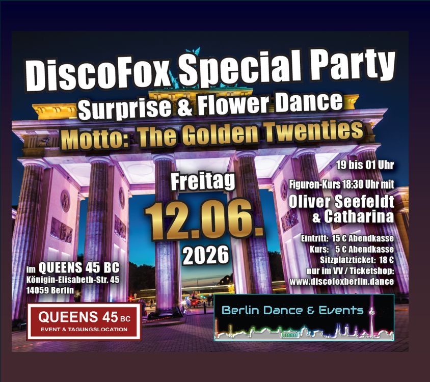 Flyer zur Veranstaltung am 12.06.2026, 'Golden Twenties' ab 19 Uhr