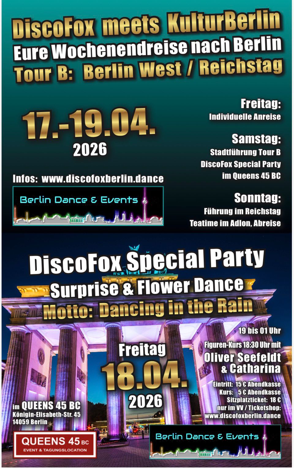 Event-Reise zur Discofox-Party nach Berlin vom 17. bis 19. April 2026